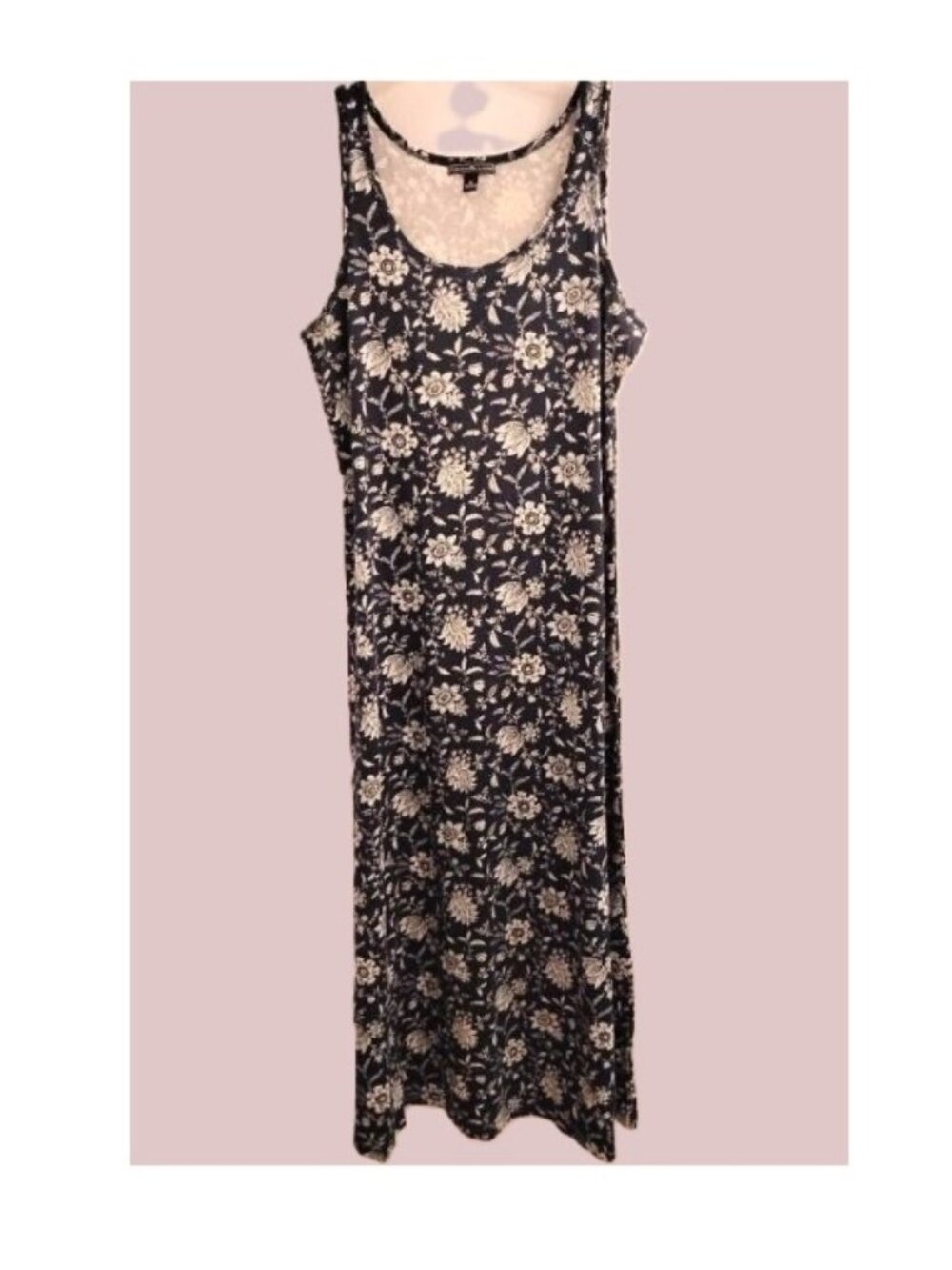 American Living ~ cotton maxi dress ~ navy & white floral - XL